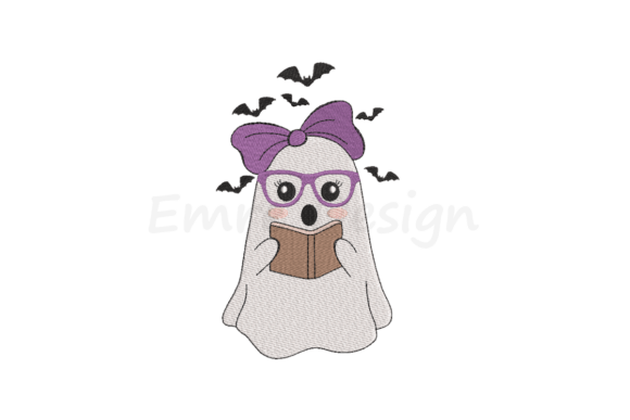 Halloween Ghost Book Embroidery Design